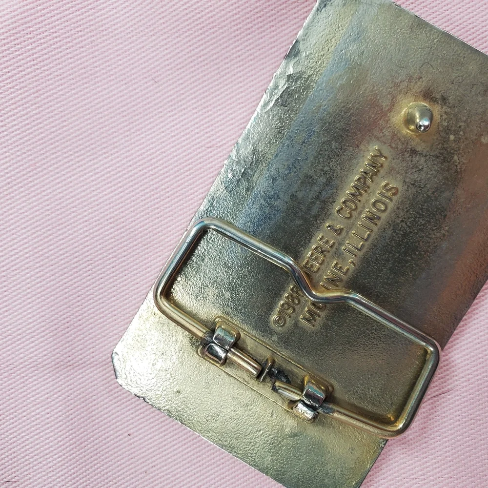 John Deere silver tone belt buckle Vintage 1988